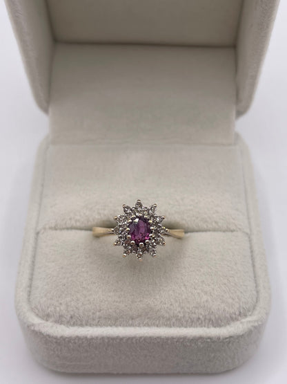 9ct gold ruby and diamond ring