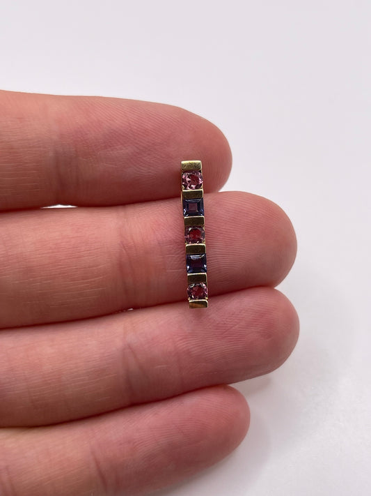 9ct gold pink topaz and iolite pendant