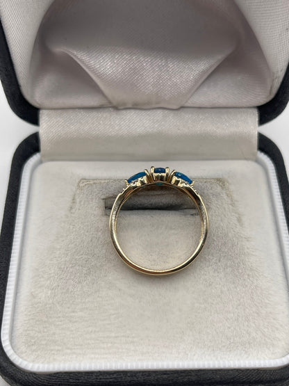 9ct gold blue apatite and zircon ring
