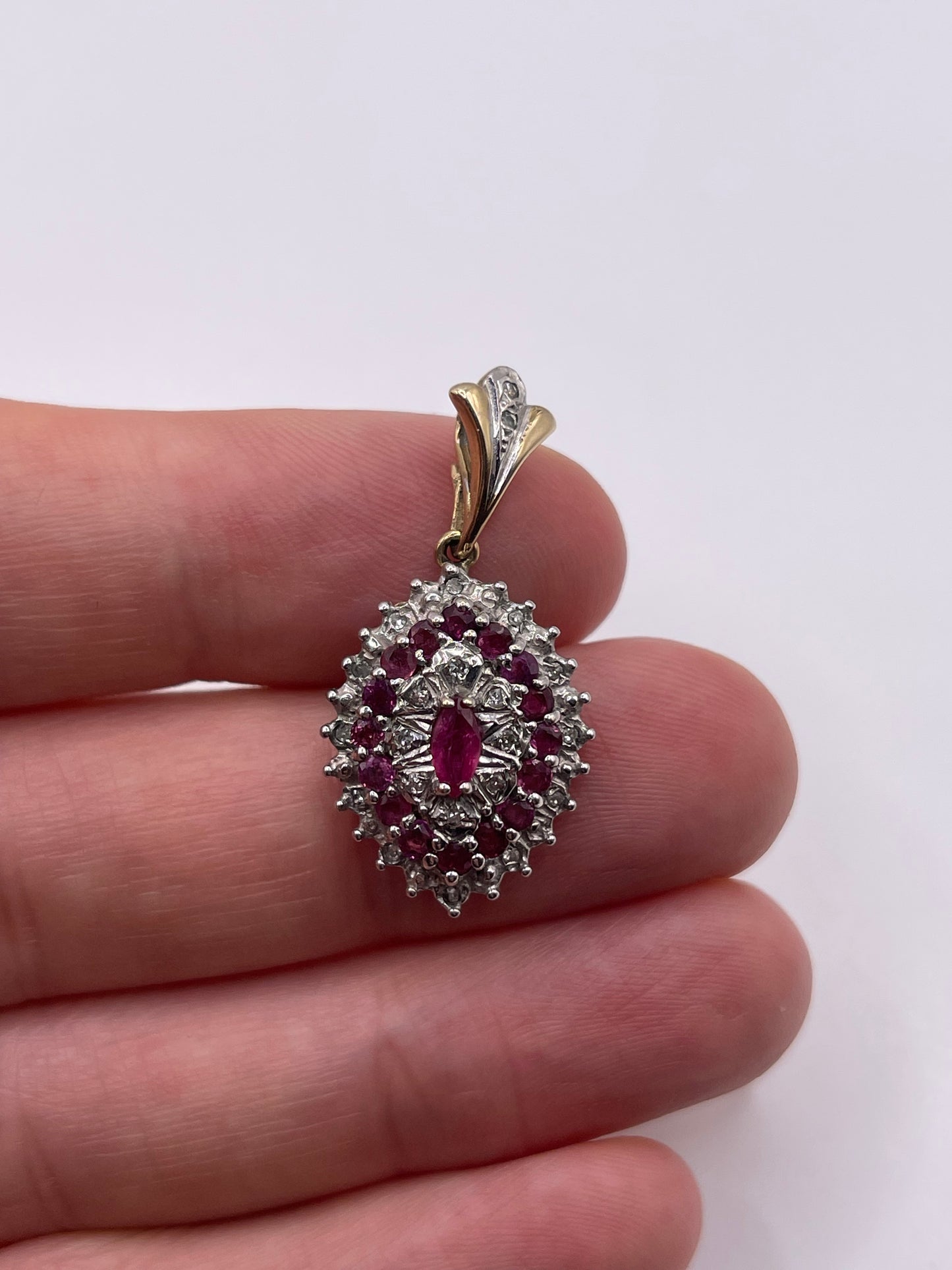 9ct gold ruby and diamond pendant