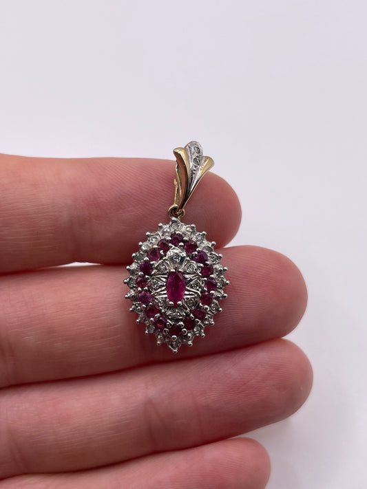 9ct gold ruby and diamond pendant