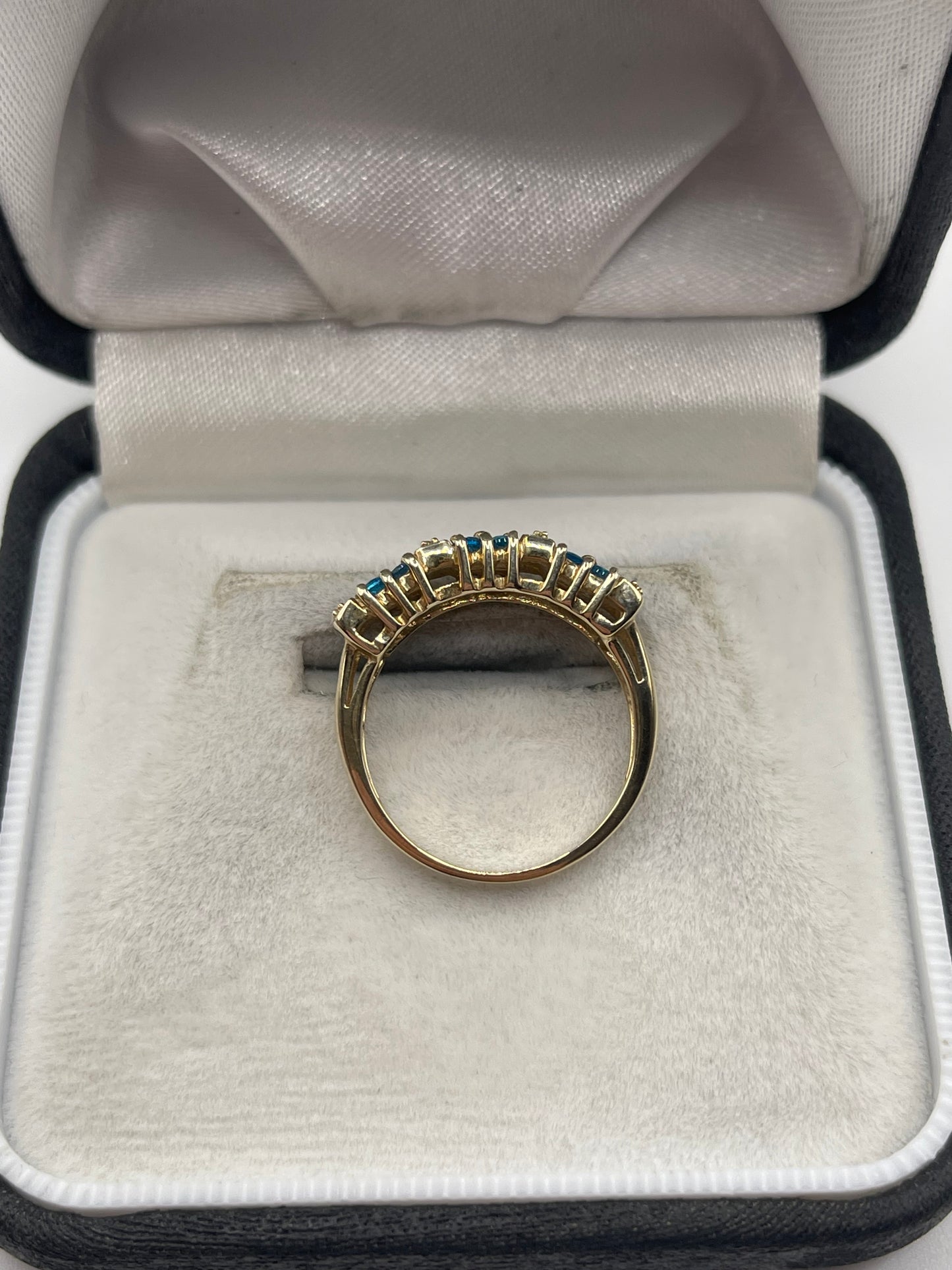 9ct gold blue apatite cluster ring
