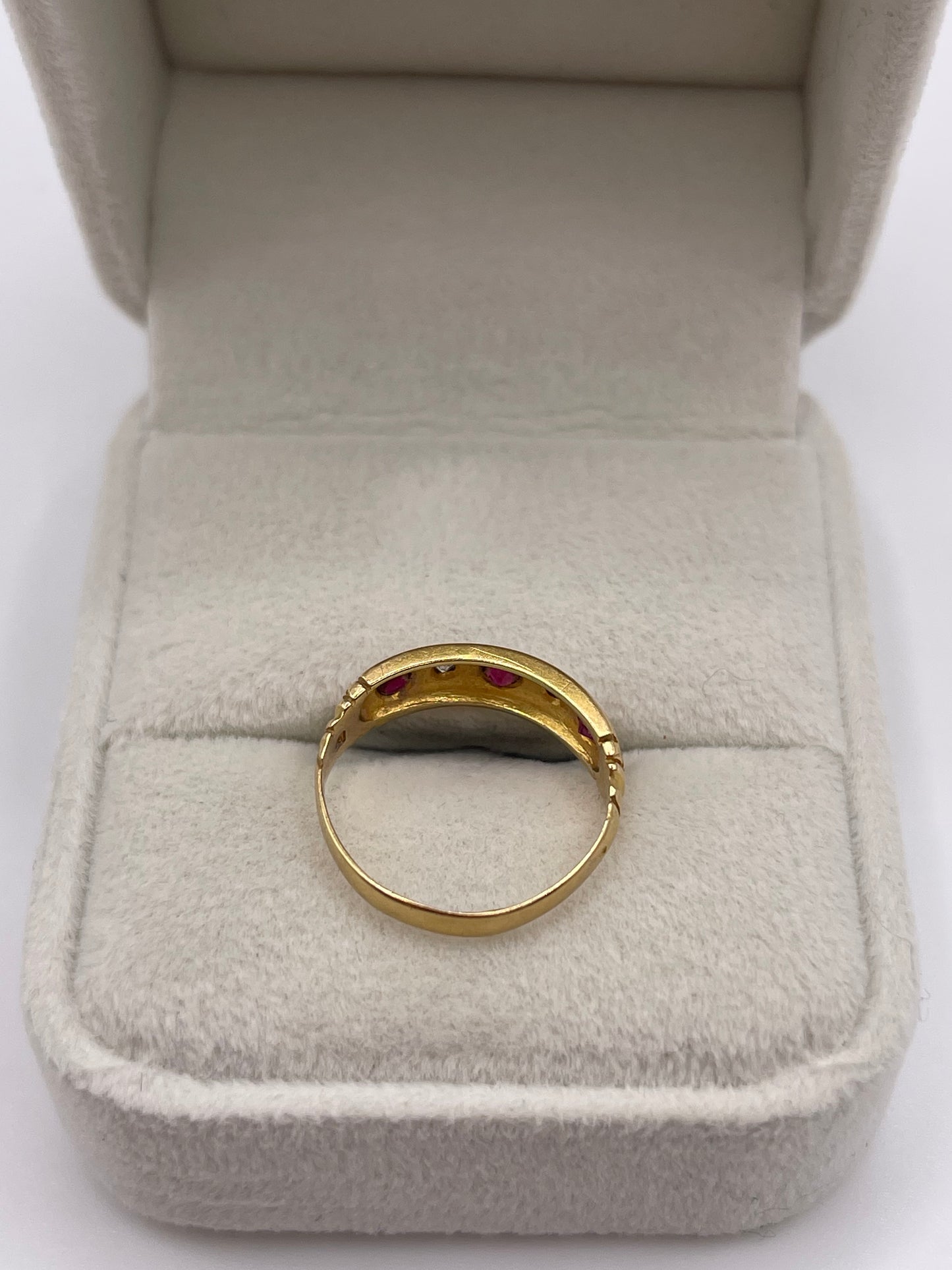 Antique 18ct gold ruby and diamond gypsy ring