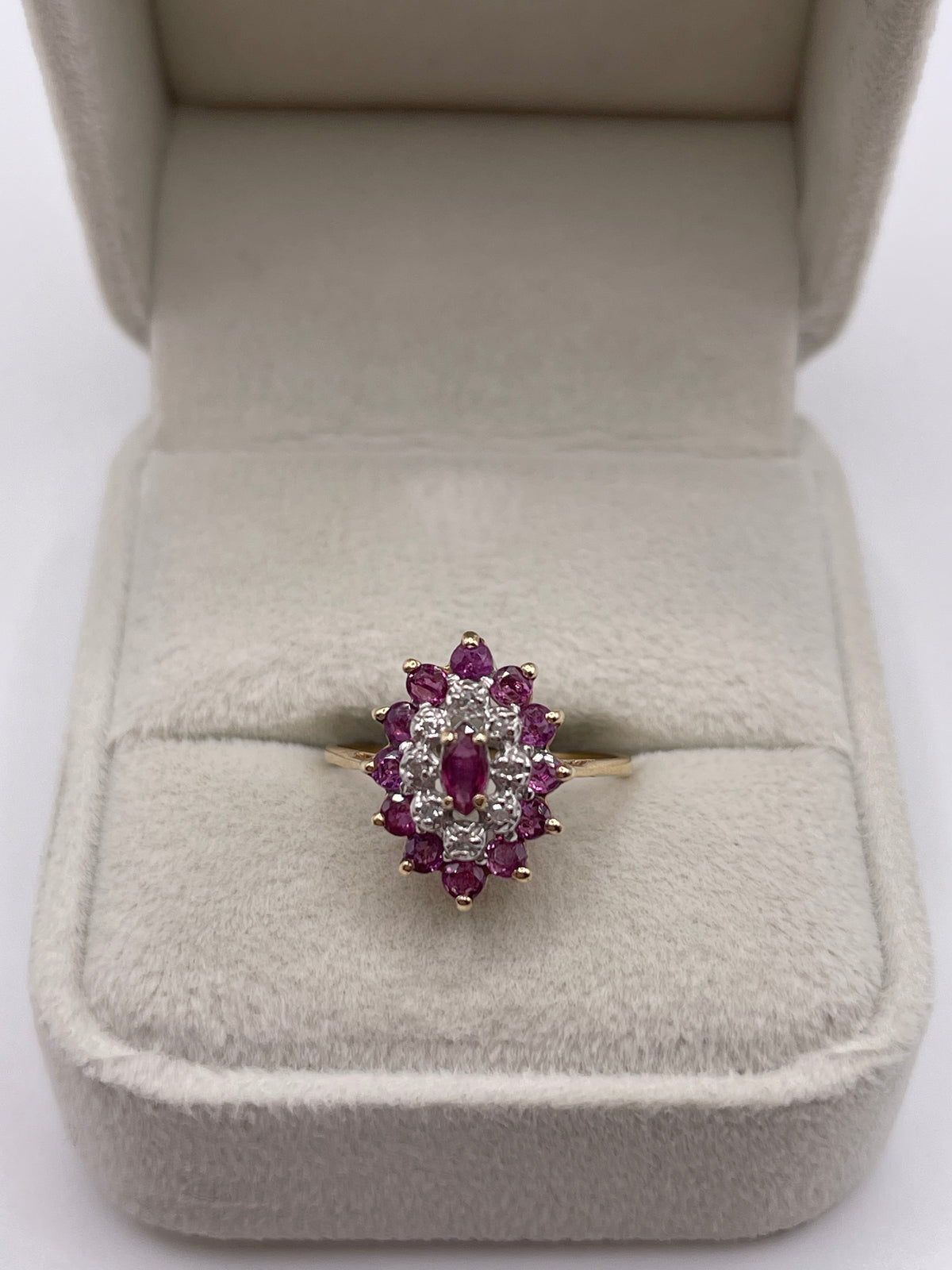 9ct gold ruby and diamond ring