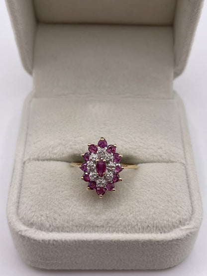 9ct gold ruby and diamond ring