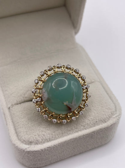 9ct gold aquaprase and zircon ring