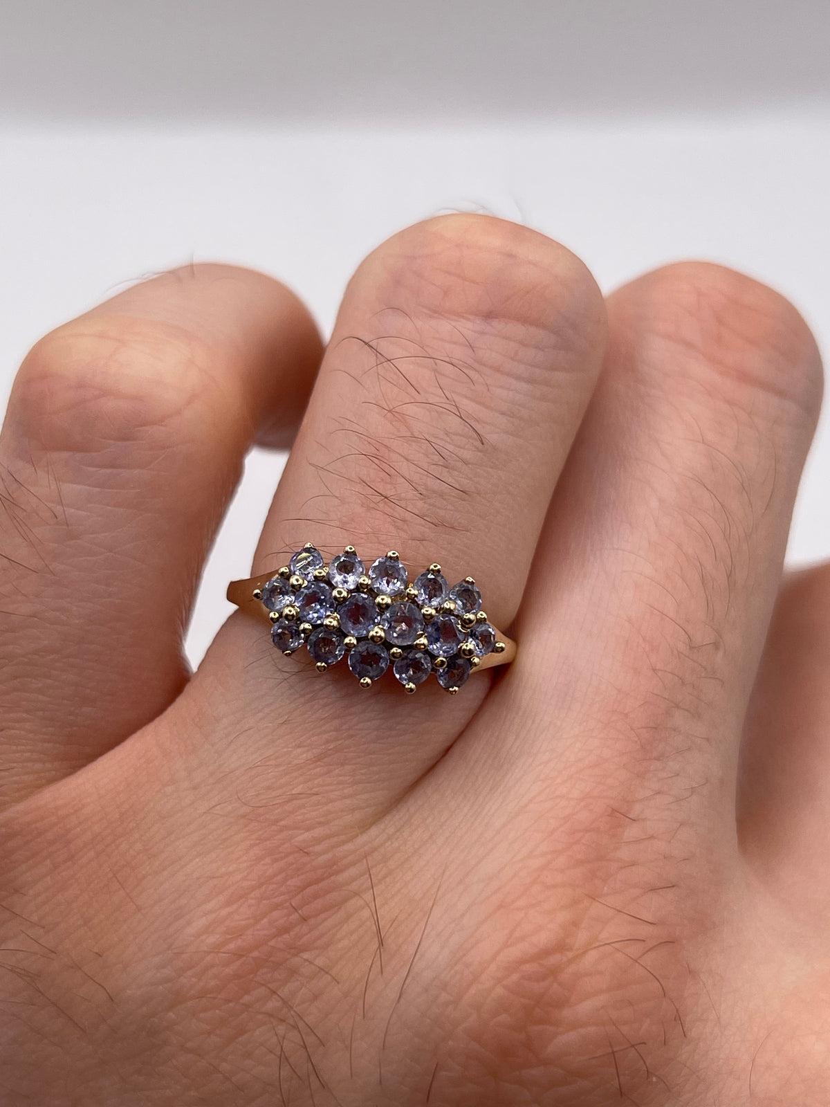 9ct gold tanzanite cluster ring