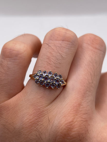 9ct gold tanzanite cluster ring