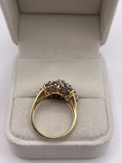 9ct gold tanzanite and diamond ring