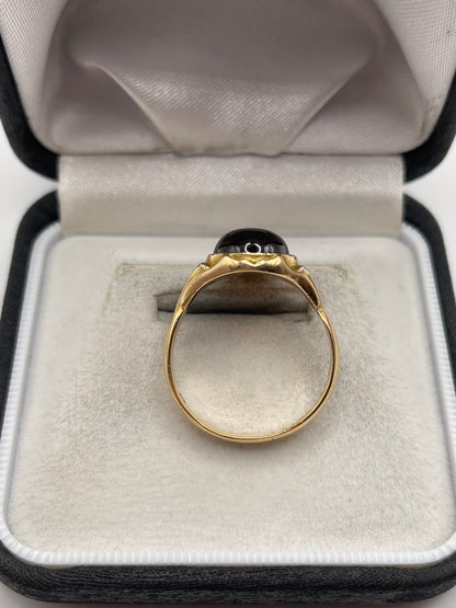 15ct rose gold cabochon garnet ring