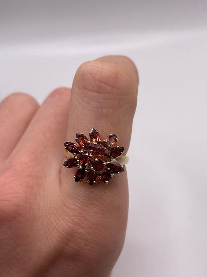 9ct gold garnet cluster ring
