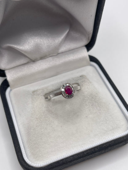 18ct white gold ruby and diamond ring