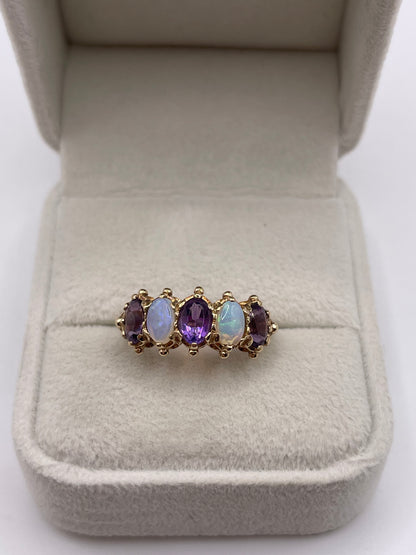 9ct gold amethyst and opal ring