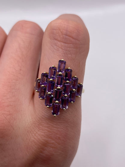 9ct gold amethyst cluster ring
