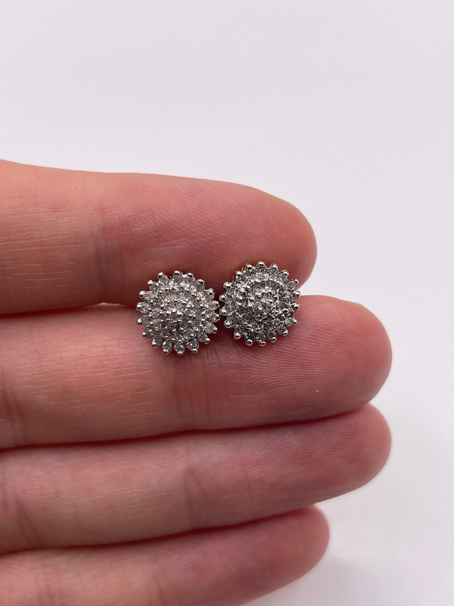 9ct gold diamond cluster earrings