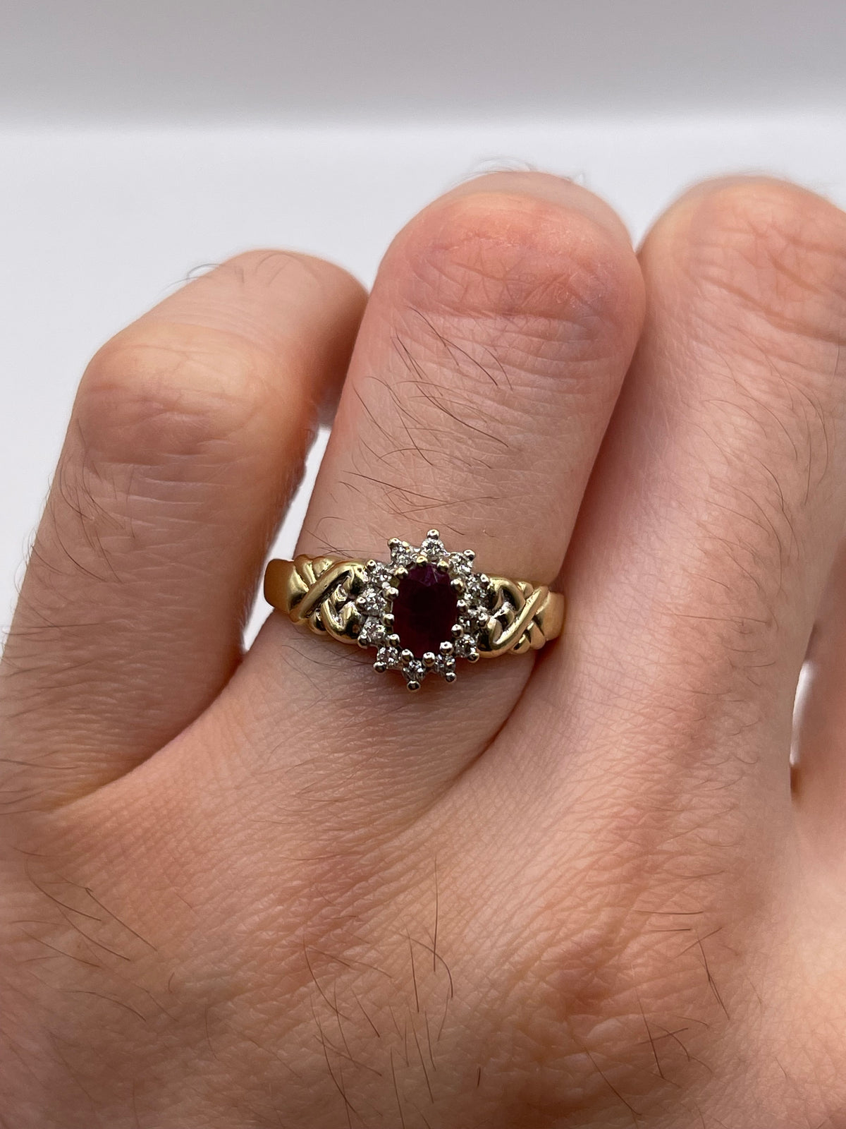 9ct gold ruby and diamond ring