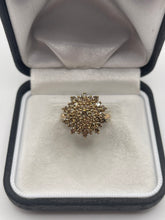 Load image into Gallery viewer, 9ct gold 1.95ct cognac diamond cluster ring
