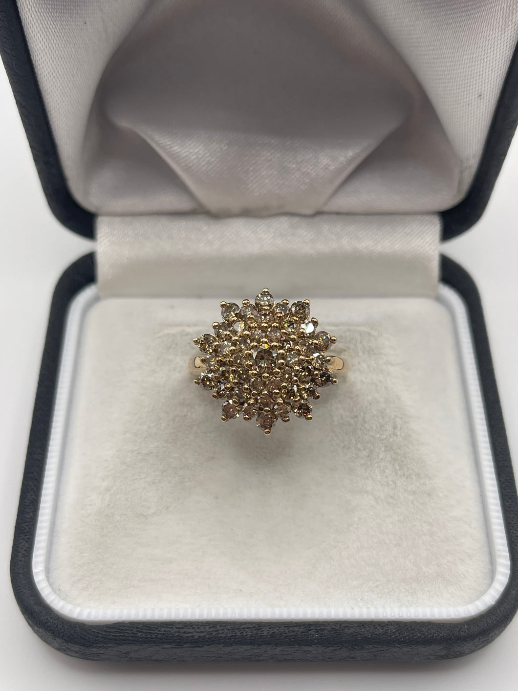 9ct gold 1.95ct cognac diamond cluster ring