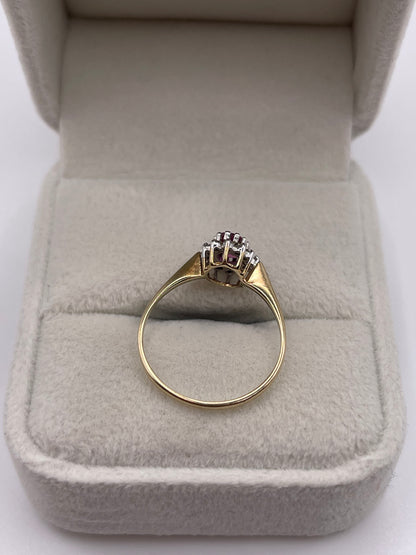 9ct gold pink sapphire and diamond ring