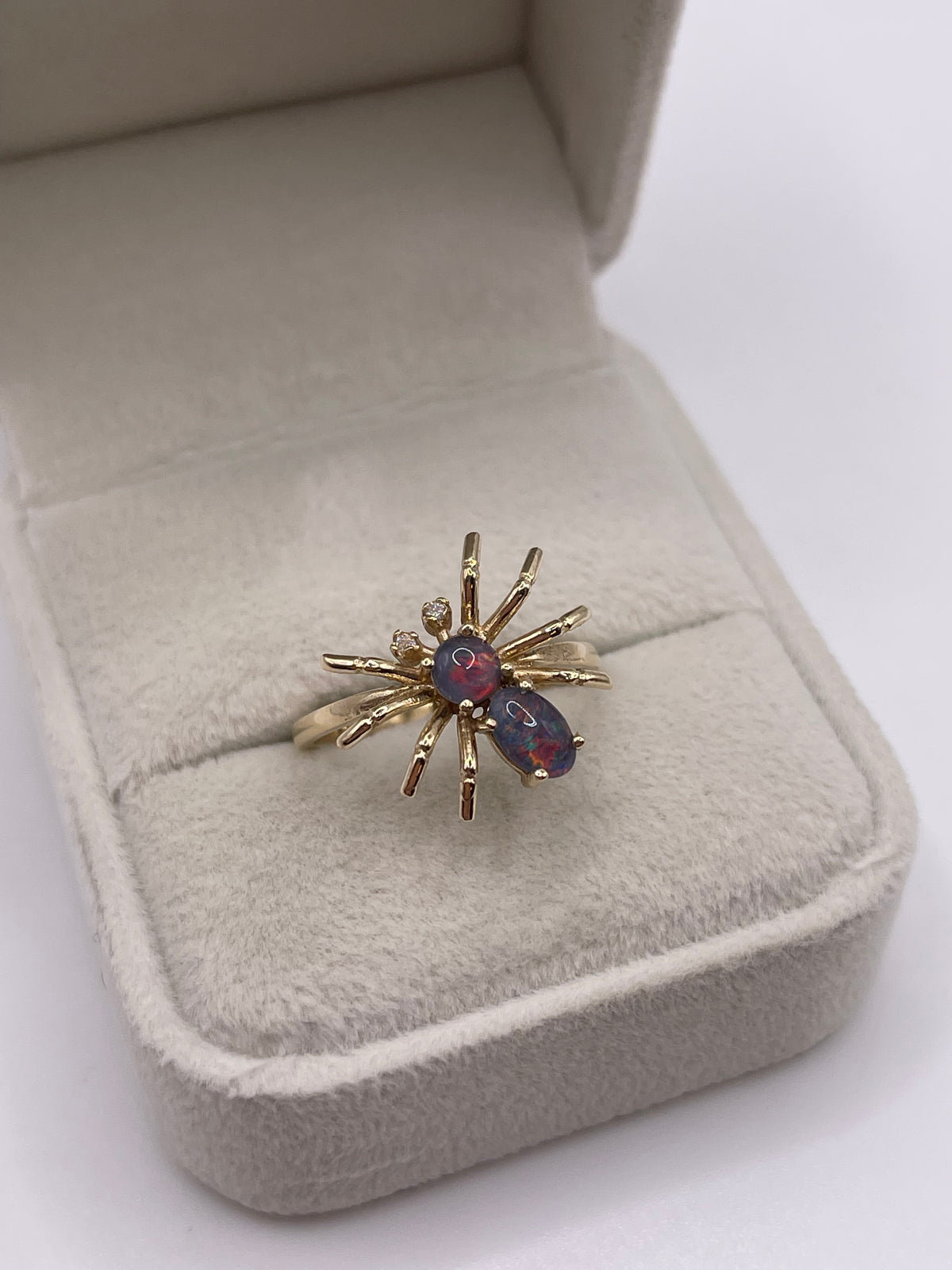 9ct gold opal triplet and diamond spider ring