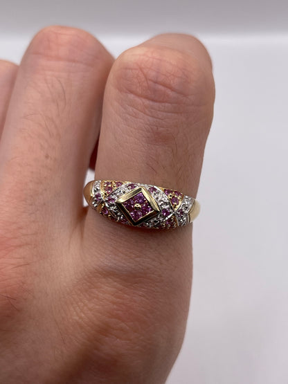 9ct gold pink sapphire cluster ring