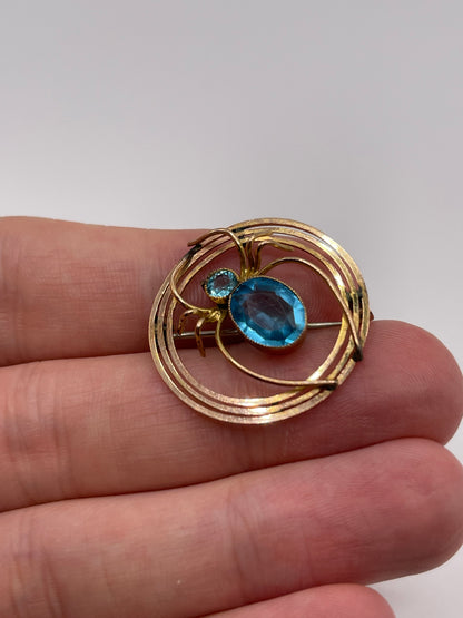 Antique 9ct gold paste spider brooch