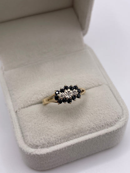9ct gold sapphire and diamond ring