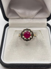 Load image into Gallery viewer, 9ct gold ruby and diamond ring
