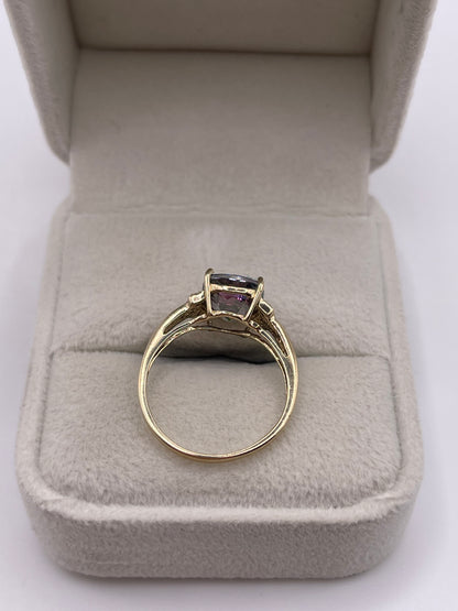 9ct gold mystic topaz and diamond ring