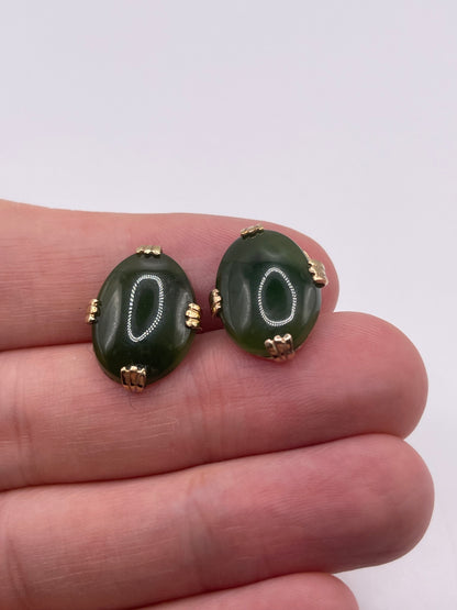 9ct gold jade earrings