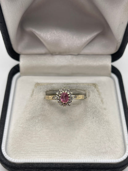 9ct gold ruby and diamond ring