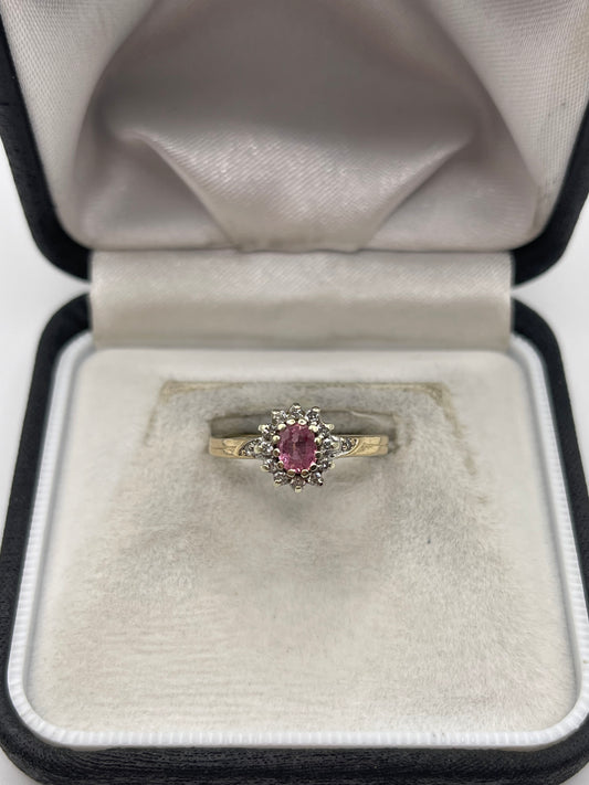 9ct gold ruby and diamond ring