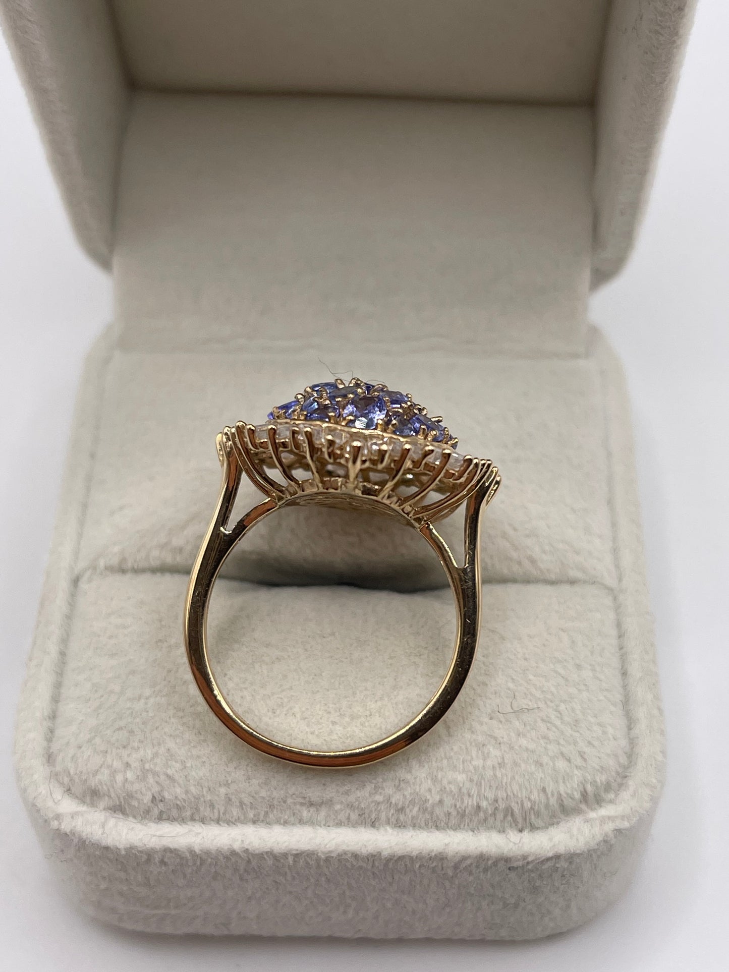 9ct gold tanzanite and zircon ring