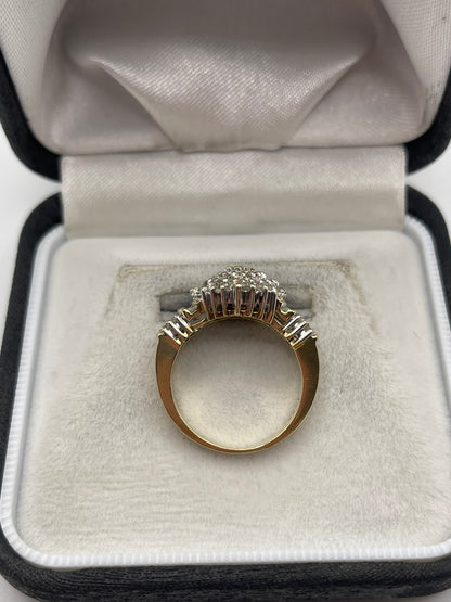9ct gold 1ct diamond cluster ring