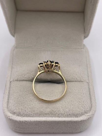 9ct gold sapphire cluster ring