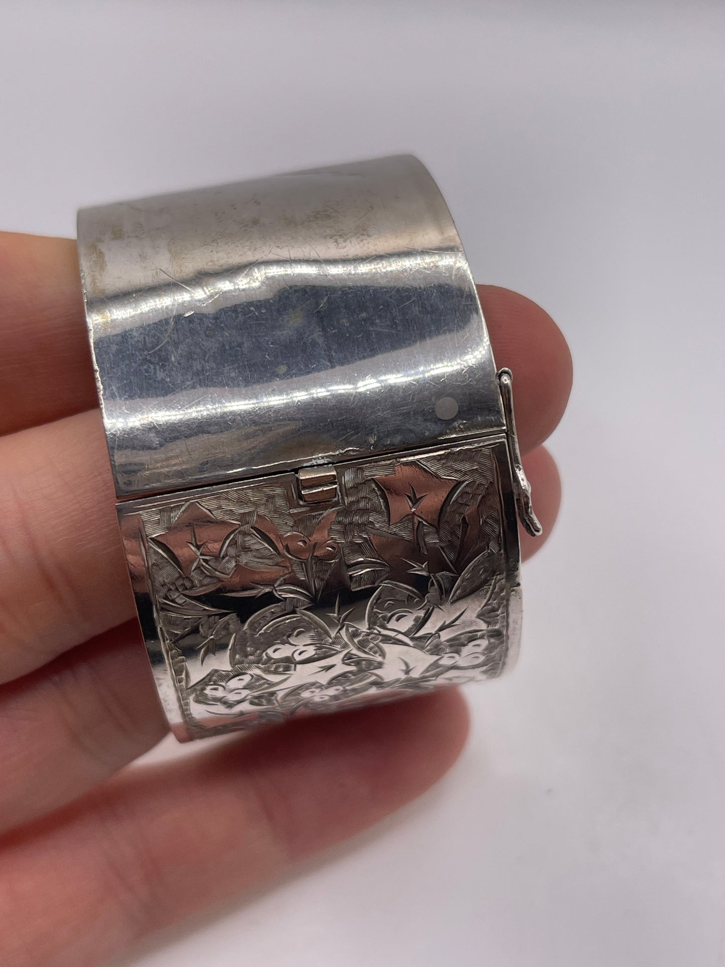 Antique silver back and front bangle