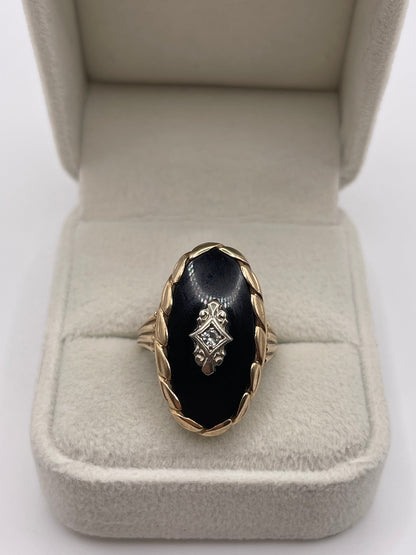 9ct gold onyx and diamond ring