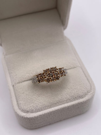 9ct gold diamond cluster ring