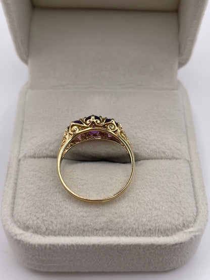 9ct gold amethyst ring