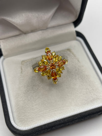 9ct gold citrine cluster ring