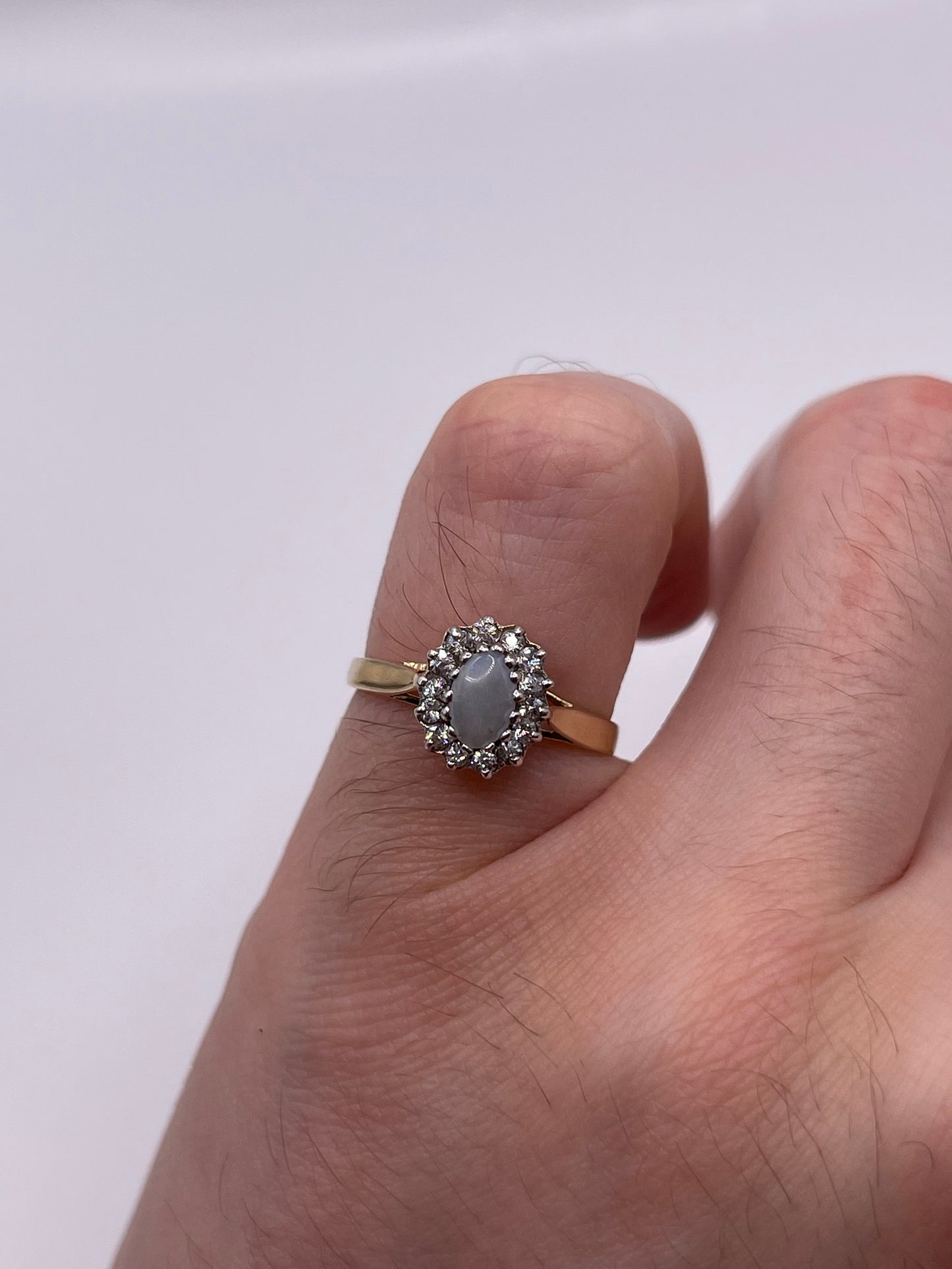 9ct gold opal and cz ring
