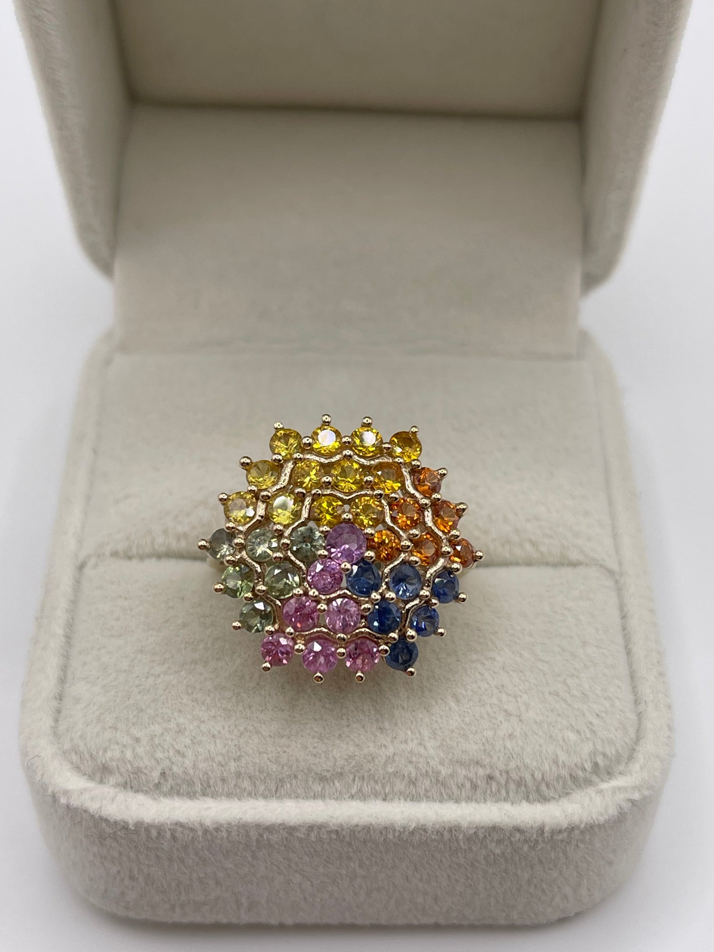 9ct gold sapphire cluster ring