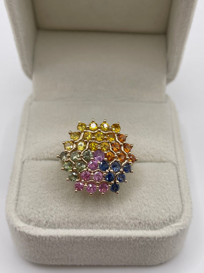 9ct gold sapphire cluster ring