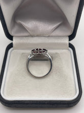 Load image into Gallery viewer, 9ct white gold garnet and zircon ring
