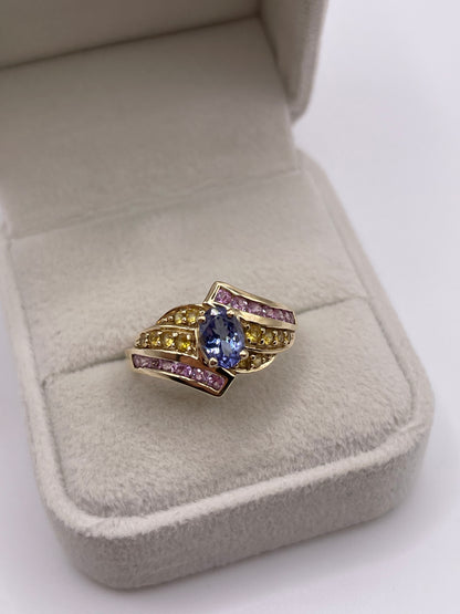 9ct gold sapphire cluster ring