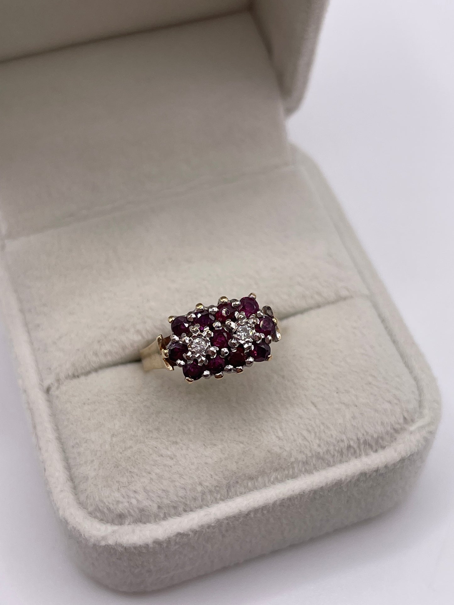 9ct gold ruby and diamond ring
