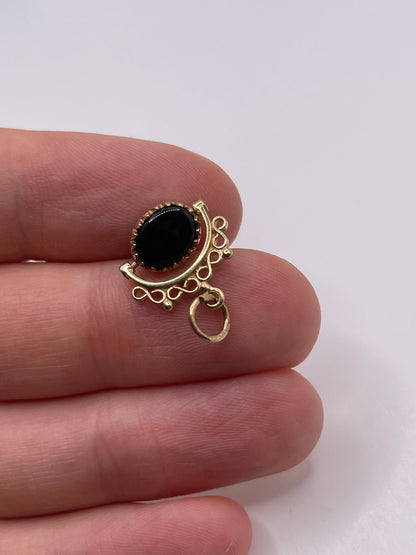 9ct gold onyx and bloodstone spinning fob pendant