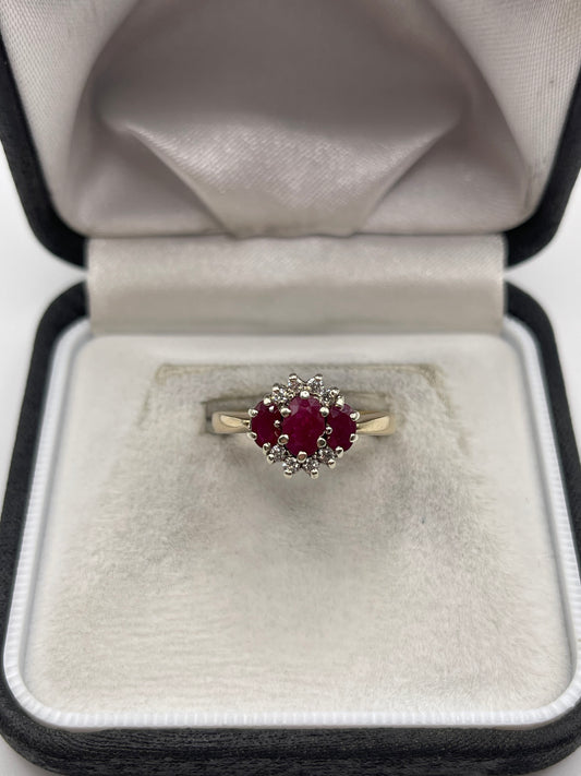 9ct gold ruby and diamond ring