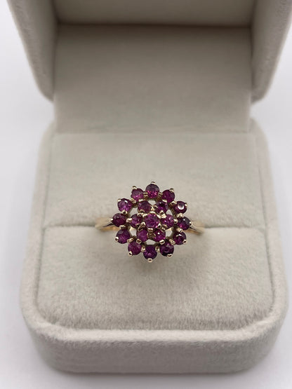 9ct gold ruby cluster ring