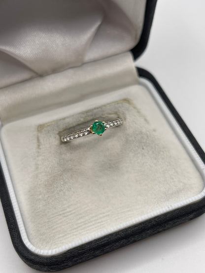 9ct gold emerald and zircon ring